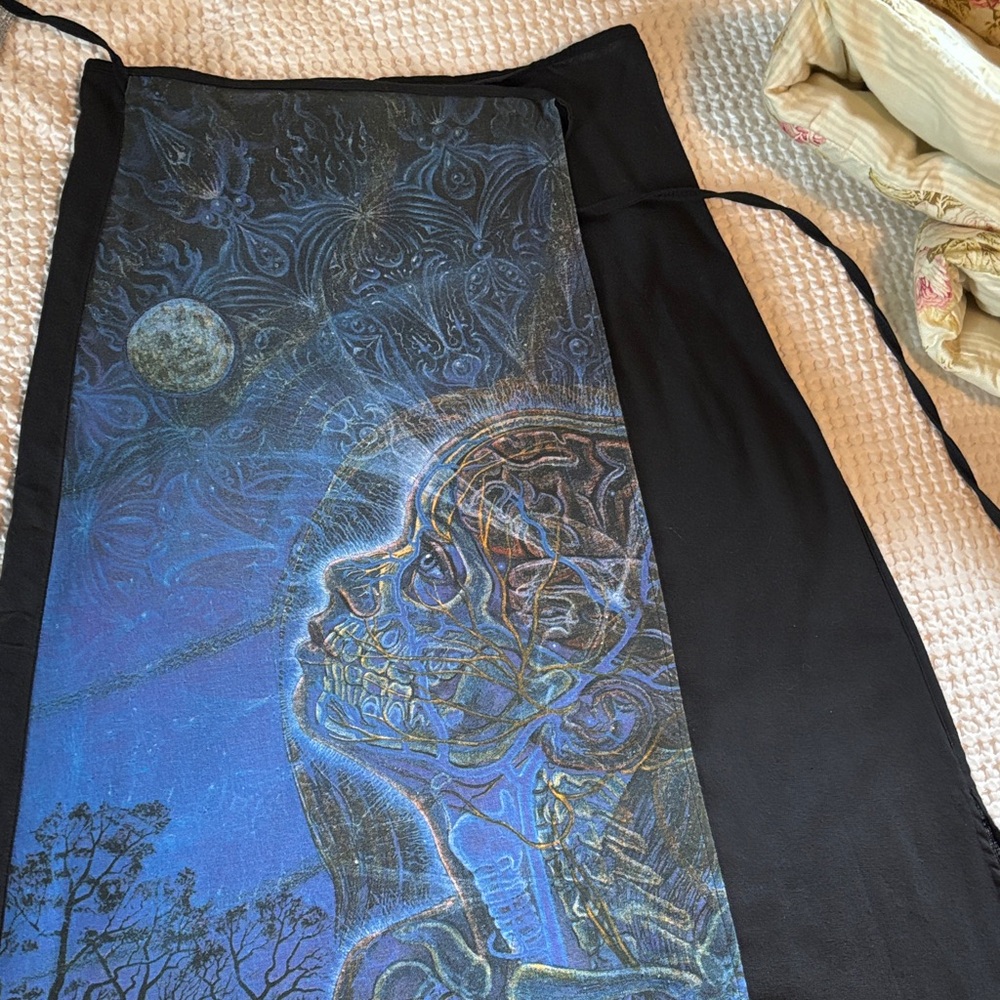 Alex Grey Wrap Skirt Zena Gazing At The Moon Mystical Blue and Black Skirt